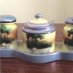 Japanese Lusterware Condiment Set - Salt, Pepper and Mustard